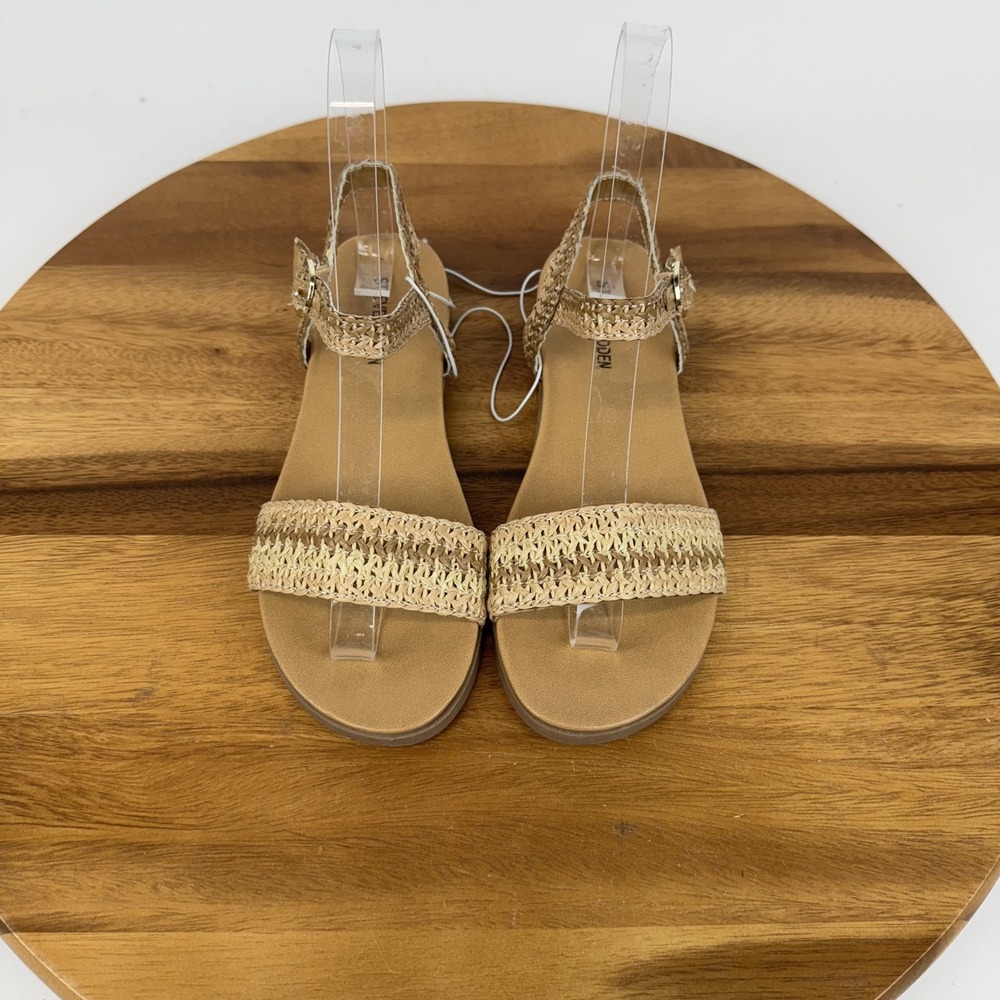 New Big Kids Steve Madden Lyza Brown Woven Strappy Casual Sandals Size 2 Y NWOB